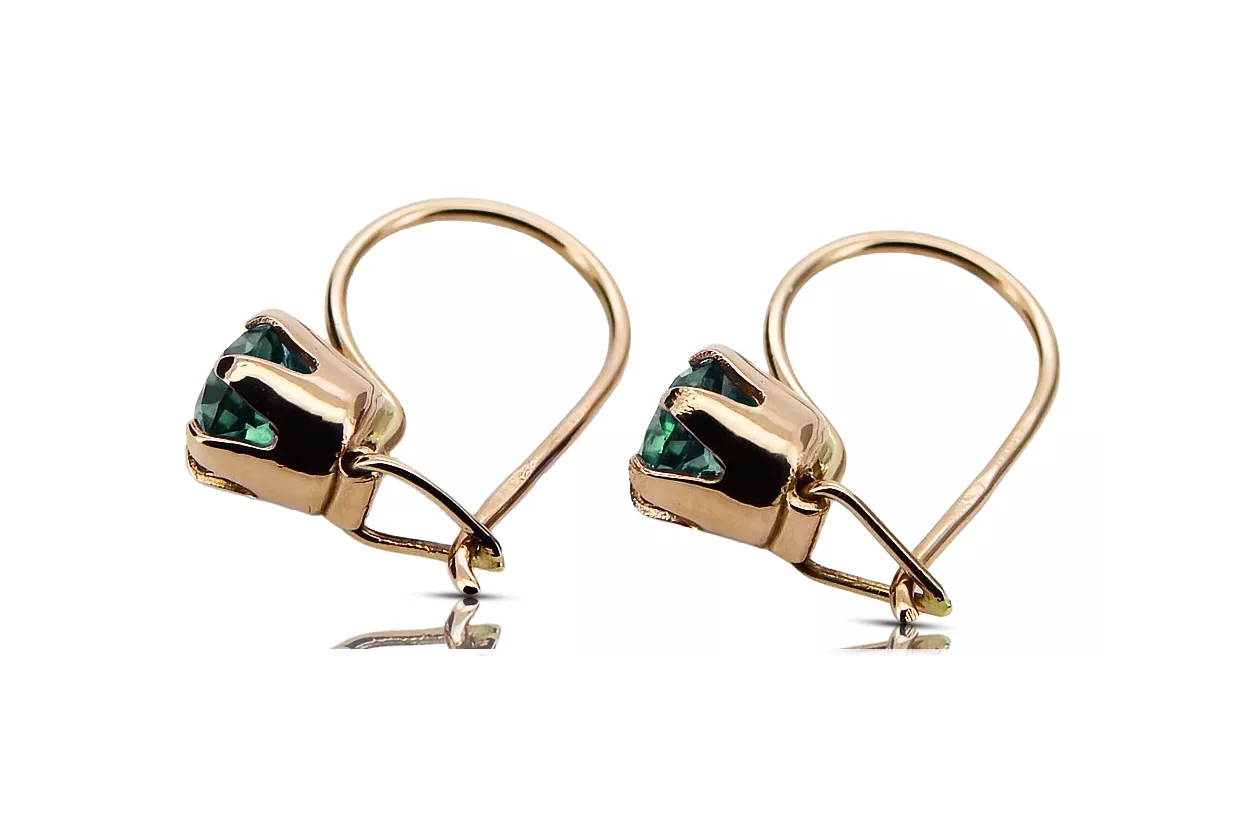 Emerald Original Vintage 14K Rose Gold Earrings Vintage style vec056r Emerald Original Vintage 14K Rose Gold Earrings Vintage style vec056r